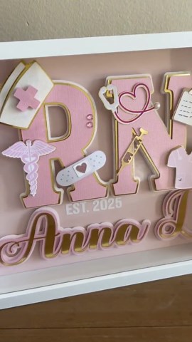 Pink Nurse Shadow Box, Nurse 3d Letter, Graduation Present, Graduation Cap, Pink Nurse Gift, Pink Shadow Box, Registered Nurse Gift, Nurse - Etsy