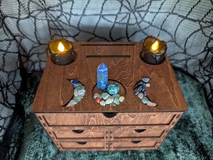 Handmade Wooden Tarot Card Cabinet: Witch Altar Organizer, Small Storage Drawers - Etsy