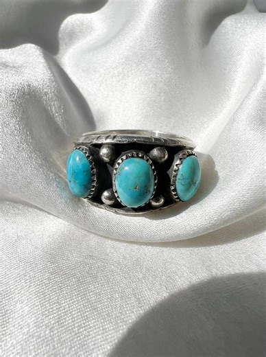 Sterling Silver Genuine Turquoise Ring Size 7 - Etsy