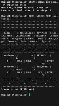 Create indexes for faster queries