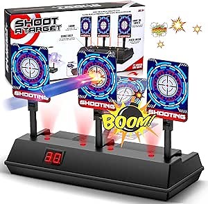 STOTOY Electronic Shooting Target for Nerf Guns, Scoring Auto Reset Target for Boys, Digital Targets with Light Sound Effect, Christmas Birthday Gifts Toys for 5 6 7 8 9 10+ Years Old Kids-Boys&Girls