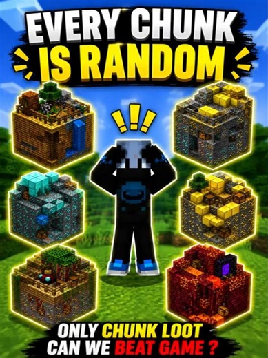 Minecraft But Every Chunk Is Random! #minecraft #minecraftchallenge #monkgamez