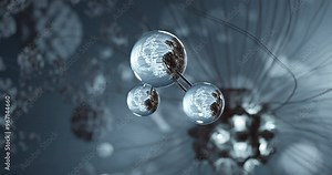 Silicon dioxide rotating 3d molecule, molecular structure of silica, seamless video