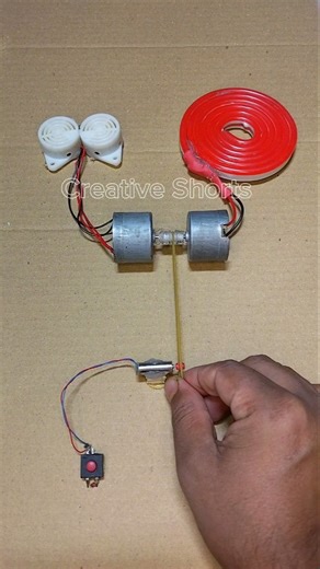 Running Two Dynamo Generator With Coreless Motor Powering Into Neon Strip Light & Two Buzzer #shorts