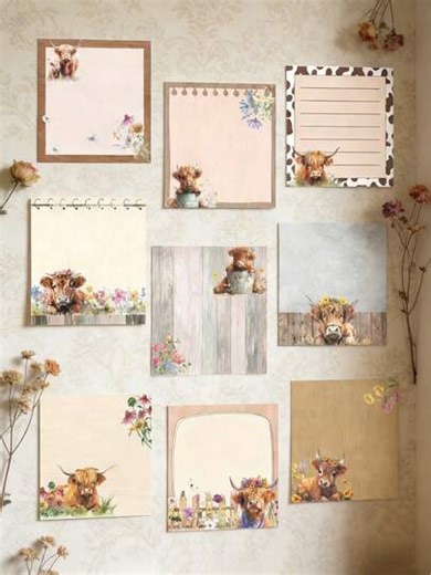 1/6/9pcs Cute Highland Cow Shaped Self-Adhesive Memo Pad, Suitable For Notebooks, Refrigerators, Message Boards, Office Decor Gifts, Student & Teacher School Supplies | SHEIN