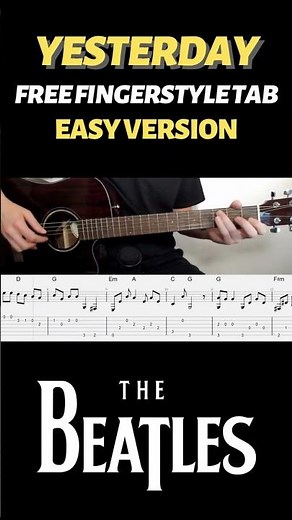 Yesterday - EASY Fingerstyle Guitar Tab - The Beatles