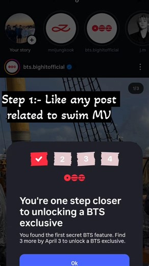 Tutorial for unlocking the hidden message of BTS on Instagram💜✨#bts#hiddenmessage#tutorial #gounlock