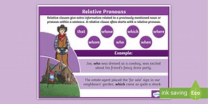 Relative Pronouns Word Mat
