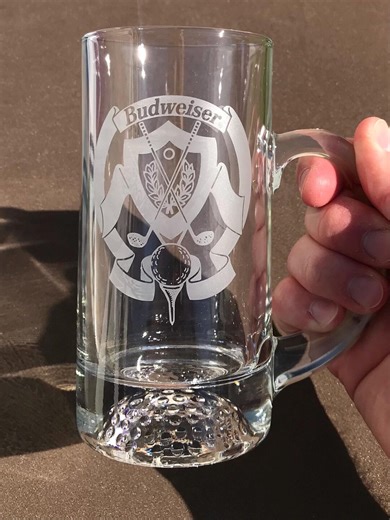 Golf Ball Bottom Budweiser Glass Mug - Etsy