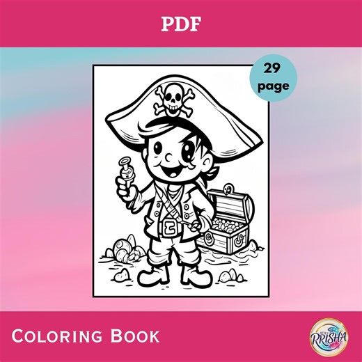 Pirate Coloring Book Printable Pages Kids Activity Sheets | Adventure Treasure Designs | Instant Download Files - Etsy