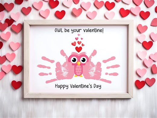 Owl Valentine Handprint Art Printable, Valentine’s Day Craft for Toddlers Preschool Kids - Etsy