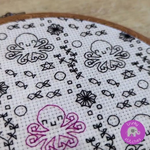Blackwork Octopus embroidery pattern #embroidery #blackworkembroidery #crossstitch