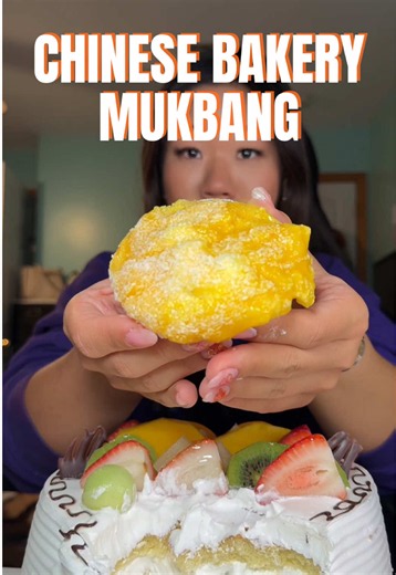 eating some chinese bakery goods ❤️ mango mochi, mochi with peanuts, chinese sponge cake, and lastly chinese fruit cake. I love asian baked goods, they're so light and airy and fill my sweet craving without being too sweet/heavy #mukbang #chinesebakery #mochi #spongecake #asiandesserts