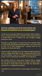 I (F45) have a Fiancée (M55) who is retired military officer. I own a successful company I started 7 years ago and have a small staff of 25. I worked my way through college, paying as I went. Therefore, I graduated in my early 30s with a double major in Accounting and Business Management. I am very proud of that. For a little background: I worked hard for my degrees and have zero debt. I know it took me longer than the typical student going full time to college after high school. I worked full t