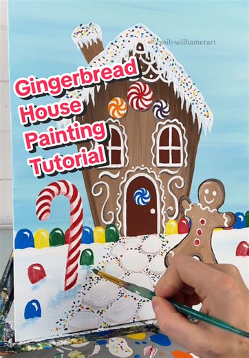Gingerbread House Painting Tutorial for Beginners