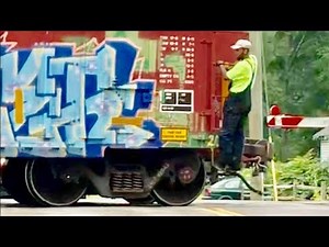 New Conductor Riding Side Of Boxcar! Cincinnati East Terminal Railway! Ohio Railways!