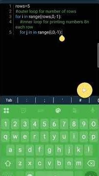 "Python Reverse Number Pattern on Mobile! 🔄 #Pydroid3"