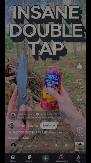 ‪@AdamCeladin‬ INSANE Double Tap Challenge Complete ✅ #knifethrowing #challenge #nospin #fulltangclan