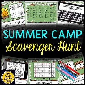 Summer Camp Escape Room Word Search - Critical Thinking Scavenger Hunt Puzzles