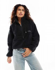 The North Face Extreme borg quarter zip logo pocket fleece in black | ASOS