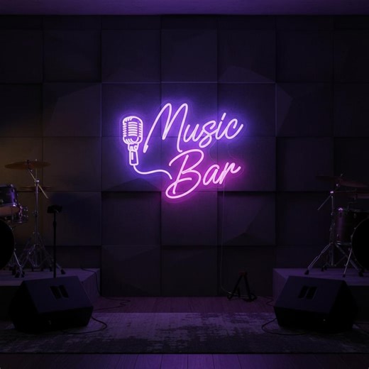 Music Bar Neon Sign Recording Studio LED Wall Art Music Room Band DJ Decor - Etsy UK