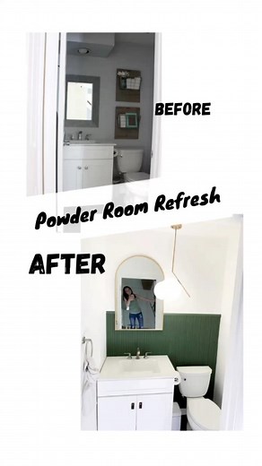 40K views · 187 reactions | Want to give your powder room a quick and simple update? This project didn’t take long at all, and I love how updated it looks now! #bathroomremodel #roomrefresh #doityourself | Champagne Chaos | Facebook