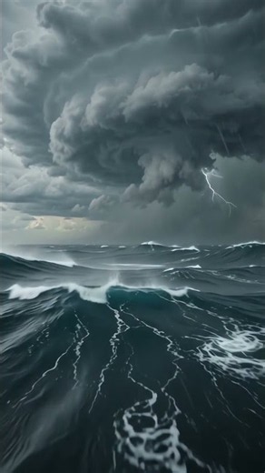 🌀 Typhoon over open ocean 1｜Giant waves, torrential rain and thunder, immersive ocean ｜4K