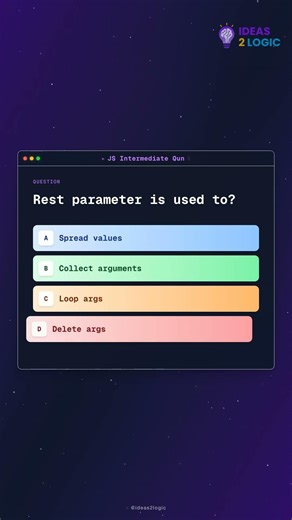 Rest Parameter is used to js #javascript