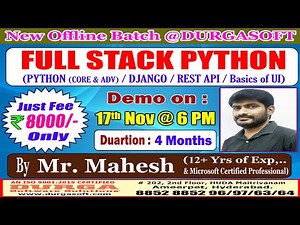 FULL STACK PYTHON Offline Training @ DURGASOFT