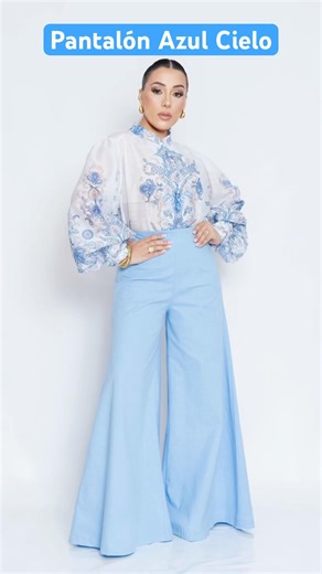 PANTALÓN azul cielo, con qué blusa y zapatos? #pantalón #azul #colores #combinaciones #ropa #mujer