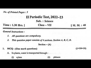 CLASS-7 SCIENCE / PT-2 Sample Question Paper of PERIODIC TEST-2 For KENDRIYA VIDYALAYA STUDENTS