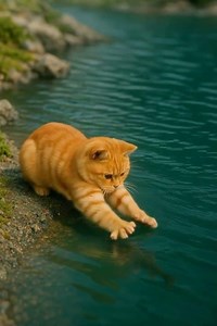 Fisher Cat in Action at the Lakeside 🐟🔥 #cat #cute