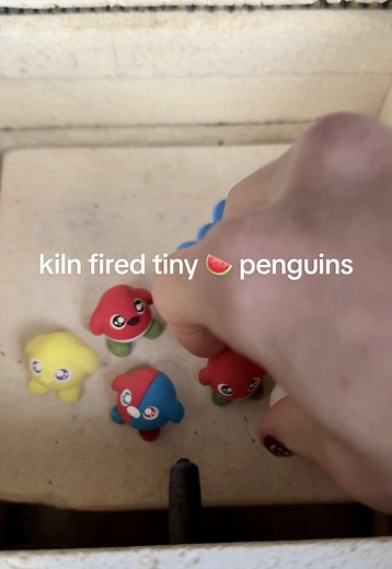 Hand-Built Watermelon Gummy Penguins in Ceramic