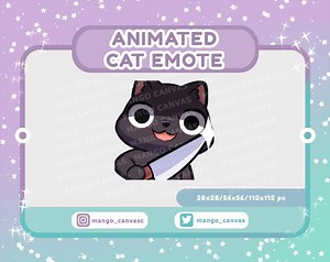 Animated Black Cat Emote-knife Emote - Etsy
