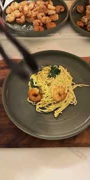 Shrimp and Scallops Scampi with Homemade Basil and Oregano Pasta!