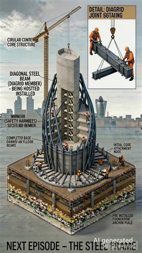 Building The Gherkin Step by Step Episode 4 The #construction #engineering #civilengineering