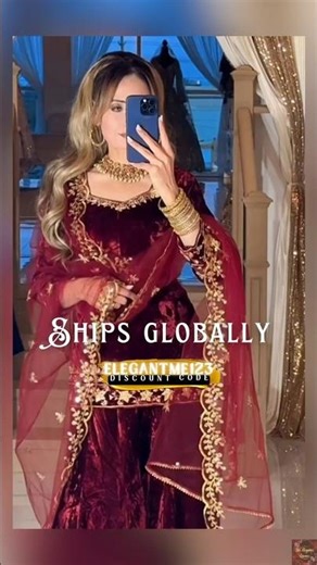 Maroon Velvet Viscose Velvet Salwar Suit🏮Discount Code-ElegantMe123🏮Link»Description/bio
