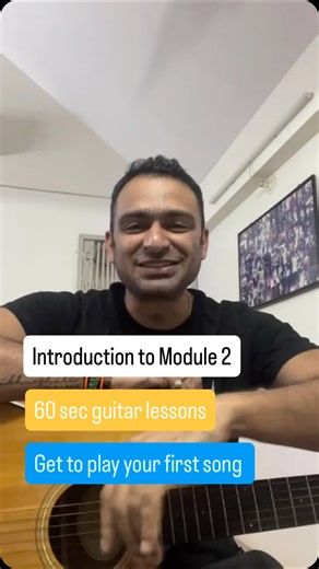 Strum60 on Instagram: "Introduction to Module 2. Module 2 gets a little interesting with getting you to try your hands on playing your first song with learning more chords and scales and learning to switch between them. Strum60 brings to you 60 second guitar lessons that help you save a lot of time to do more redundant and boring work. Hahaha. Coming up next is Module-2. Lesson 1: The A Minor Scale Lesson 2: The A Minor Chord Lesson 3: The E Major Scale Lesson 4: The E Major Chord Lesson 5: The 