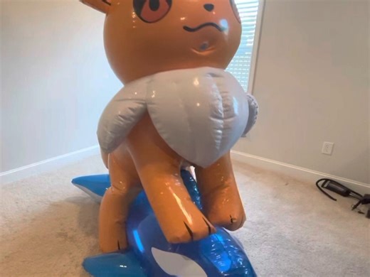 【inflatable】充气狐狸骑在蓝色透明充气鲸鱼上