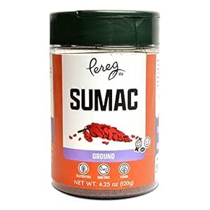 Pereg Ground Sumac Spice Seasoning (4.25 Oz) - Traditional Middle Eastern Spice Blend - Fresh & Pure Sumac Spice Powder, Full of Flavor - All Natural Ingredients - Non-GMO & Non-Irradiated