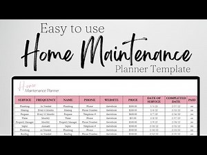 Home Maintenance Planner, Home Maintenance Schedule Template Excel Spreadsheet, Google Sheets