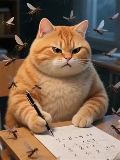 Orange Cat Tackles Homework Help