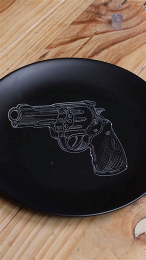 Carving Pistol🔫on Black Ceramic Plate(Ep.14 Vibe):Hardell Tool-Craftsman Spirit Ep.20#hardell #diy
