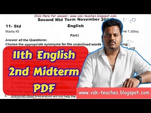 11th English 2nd Midterm Question Paper 2024 PDF with Official Answer Key