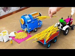 How to Make a Mini Threshing Machine with a DIY Tractor | Farming Science Project