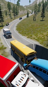 School Bus, Coca Cola Truck, Delivery Truck, Log Truck Vs Pit | DriveRush