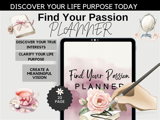 Find Your Passion Planner | Canva Editable Life Purpose Workbook (digital Download) - Etsy