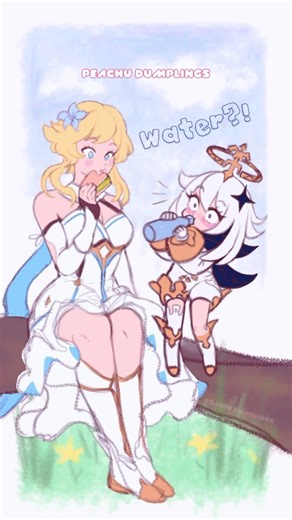 Peachu 🍑 | RIP Paimon 😭💧(Paimon vs Fizzy water) 🛍Peachudumplingsuk.etsy.com . . . . #paimon #genshinimpact #lumine #animation #hoyoverse | Instagram