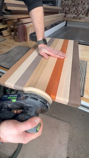 Finishing touches polishing the round over edge on this custom large cutting board! 👌🏼 #woodworking #woodwork #woodworker #woodworkforall #exoticlumber #woodworkschool #woodworkerlife #woodworkerproblems #woodworkercommunity #woodworkingcommunity #woodworkingskills #woodworkingtools #woodworkertools #woodworkingmachinery #cuttingboard #charcuterieboard #cuttingboardart #cuttingboards #woodworkinglove #woodworkinglife #workshop #maker #makersgonnamake #exoticwoods #wood #exoticwood #woodworkers