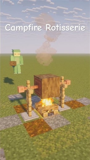 HOW TO MAKE A CAMPFIRE ROTISSERIE IN MINECRAFT #tutorial #minecraft #minecraftbuilds #fyp #shorts